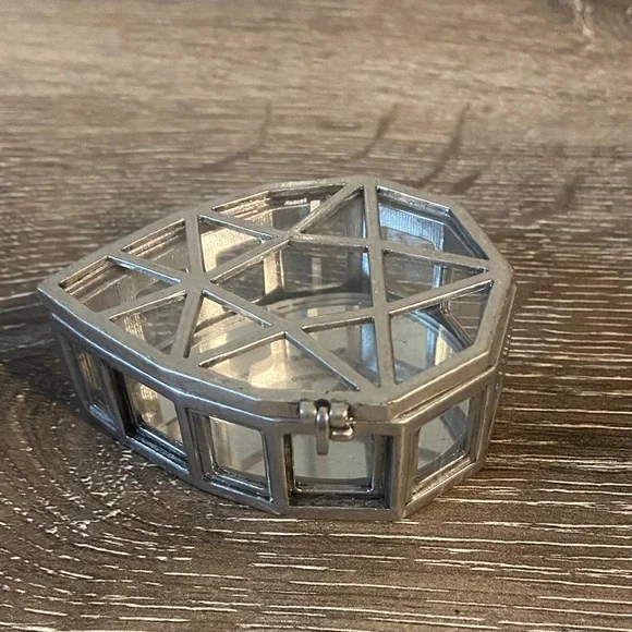 Lucky Brand NWT Silver Trinket Jewelry Gemstone Box with Mirror - Picture 3 of 5